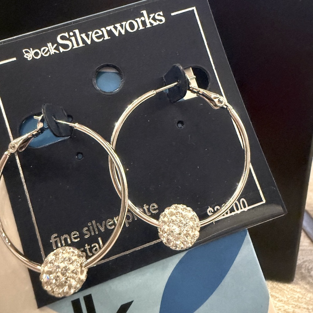 Belk Silverworks silver plated and crystal earrings